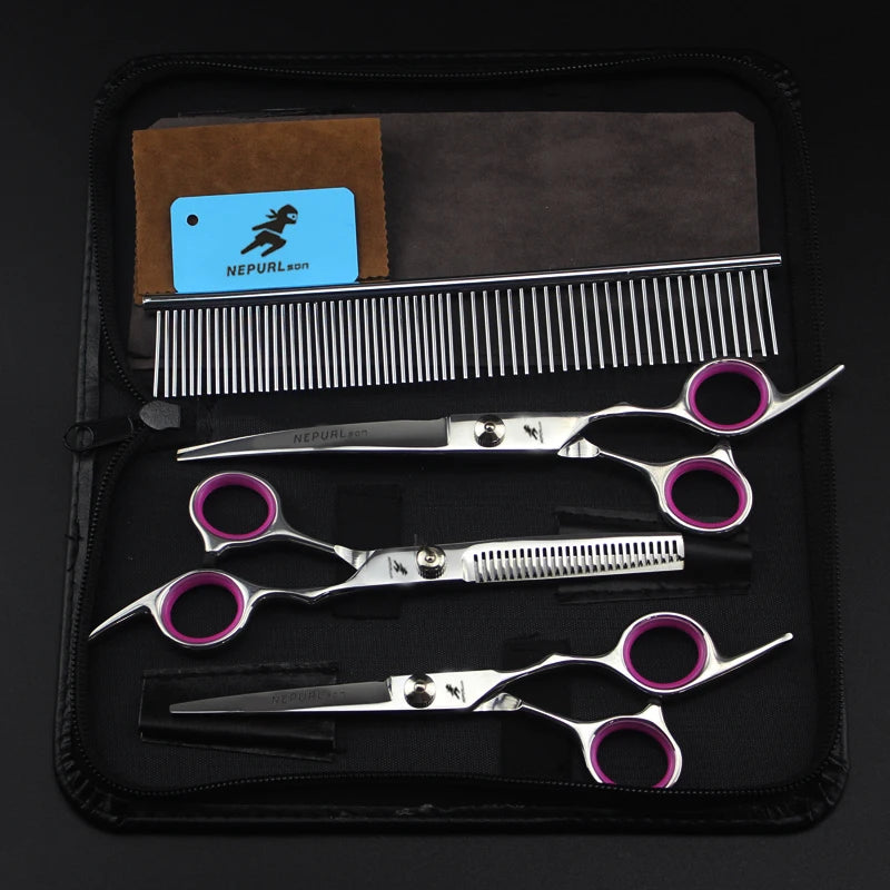 7" Stainless Steel Pet Dog Scissors Combs Grooming Kit Sets