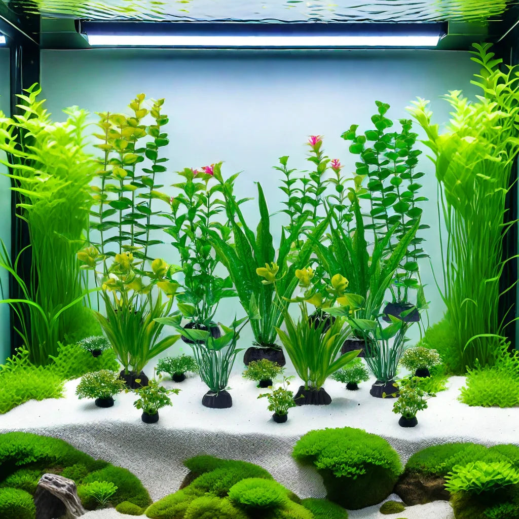 24PC Artificial Aquarium Fish Tank Decor Plants Ornament