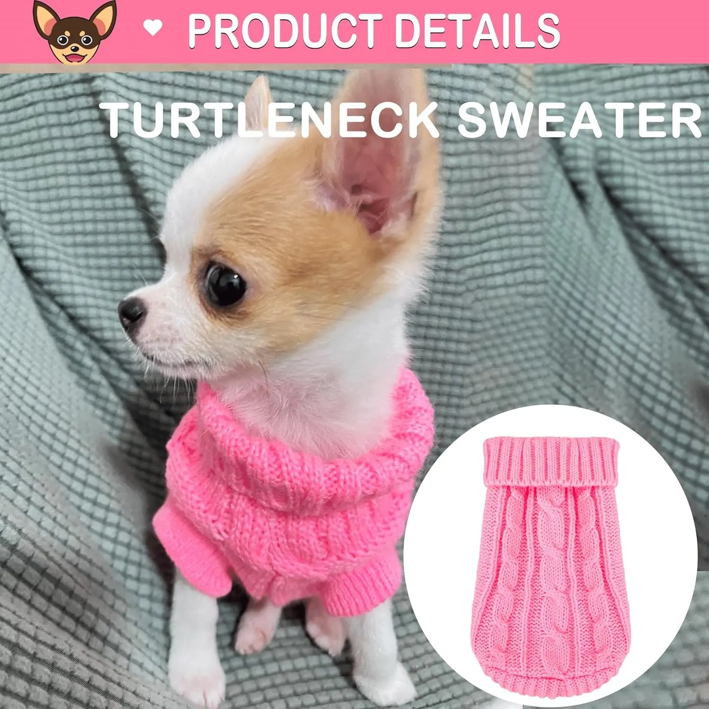 3XS-XS Pet Dog Teacup Sweater Knitted Clothes Apparel Vest