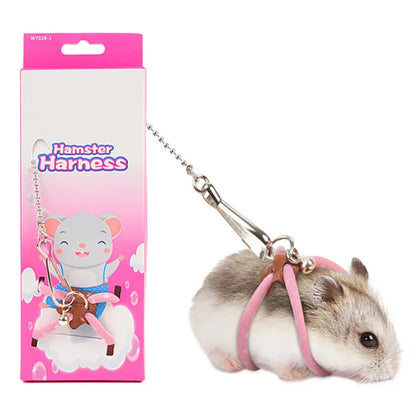 Pet Mouse Hamster Ferrets Rat Adjustable Soft Harness Bell Leash Set