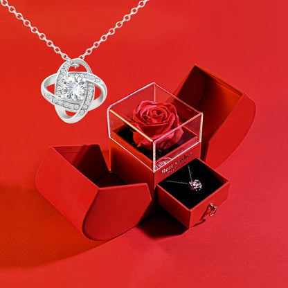 Immortal Rose Flower /w Necklace Jewelry Gift Box Set