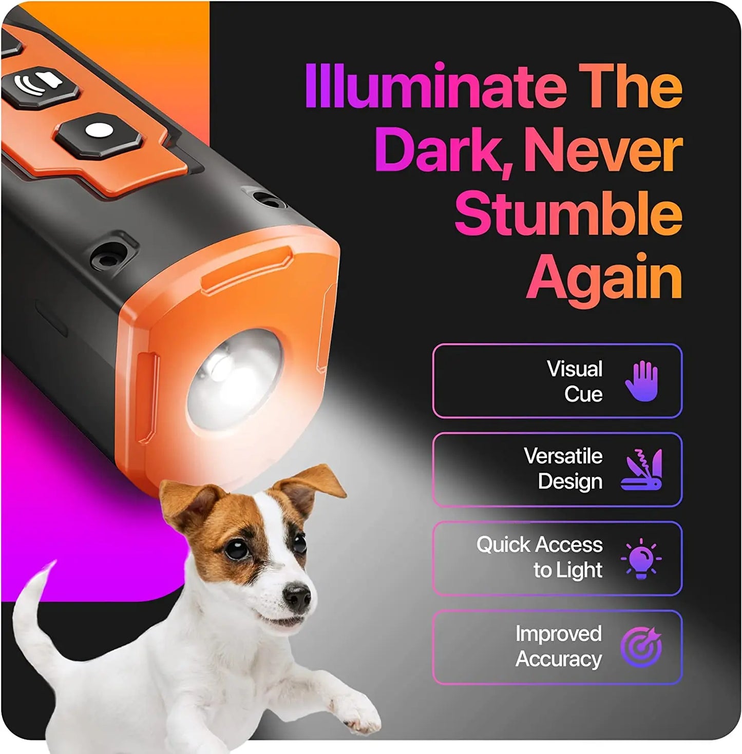 Pet Dog Rechargeable Ultrasonic Repeller Anti Dog Bark Deterrent With LED Flashlight