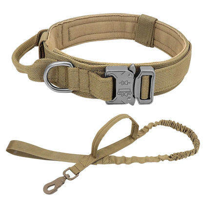 M-XL Pet Dog Tactical Collar With Lead Rope Leash Nylon Handle