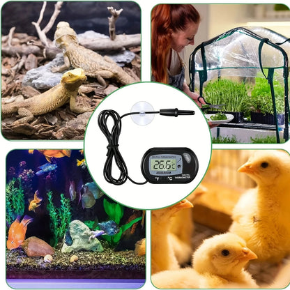 1-8Pcs LCD Digital Aquarium Thermometer With Water-Resistant Sensor Probe And Suction Cup