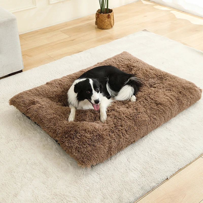 S-XL Pet Dog Cat Long Plush Beds Cushion Mat Sleeping Sofa