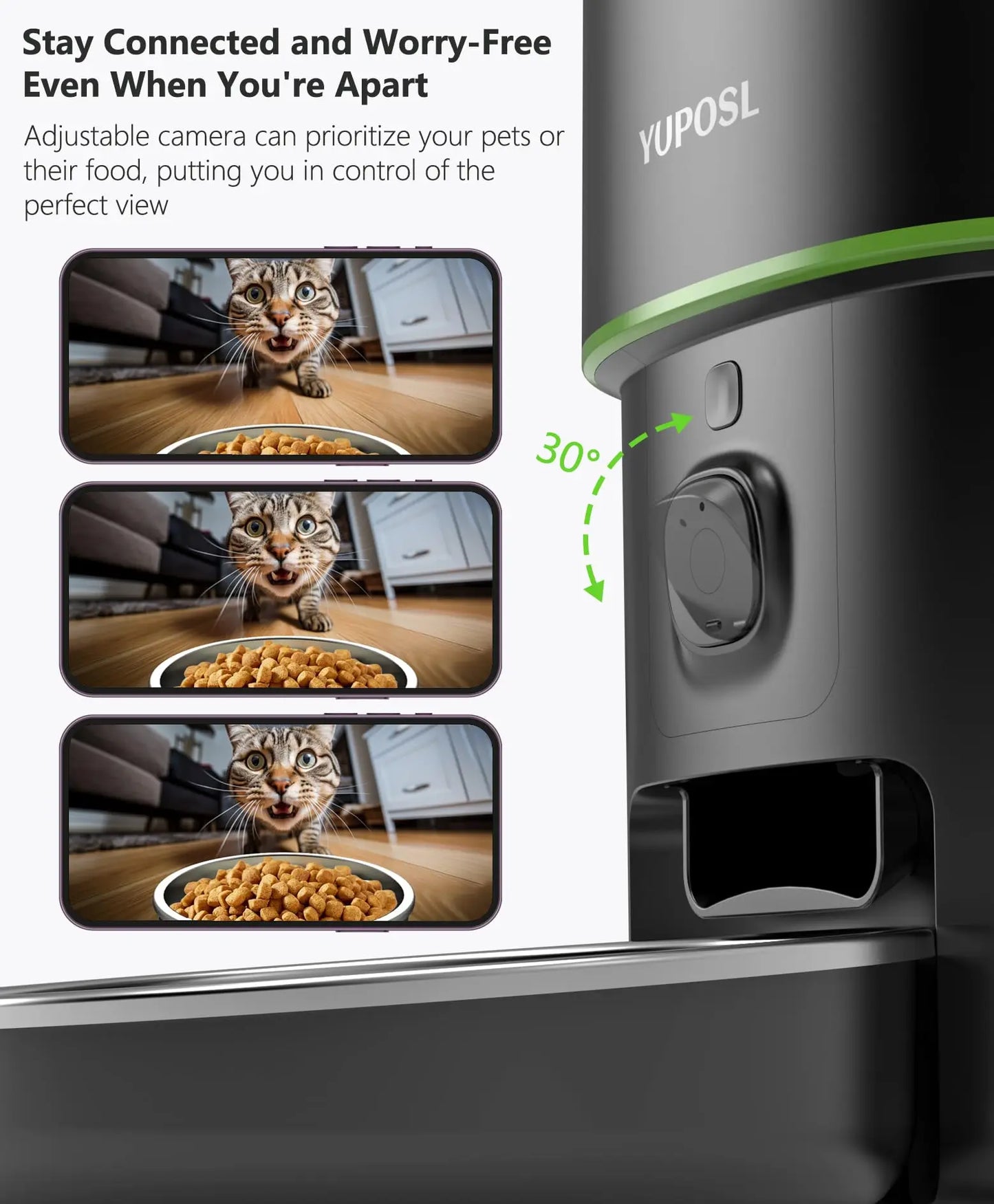 2L Automatic Pet Dog Cat Feeder Food Dispenser with Camera Remote Control WiFi Button