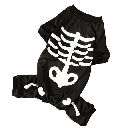 S-XL Pet Dog Cat Halloween Skeleton Jumpsuit Costumes Apparel