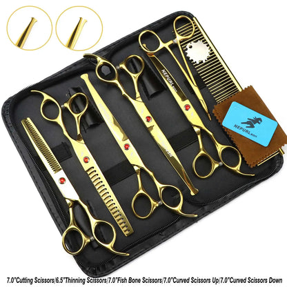 3-5pcs 7.5" Stainless Steel Pet Dog Cat Grooming Scissors Comb Sets