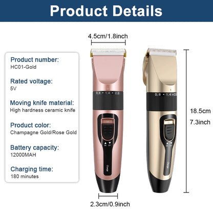 Cordless USB Rechargeable Pet Dog Cat Hair Clippers Grooming Trimmer Set