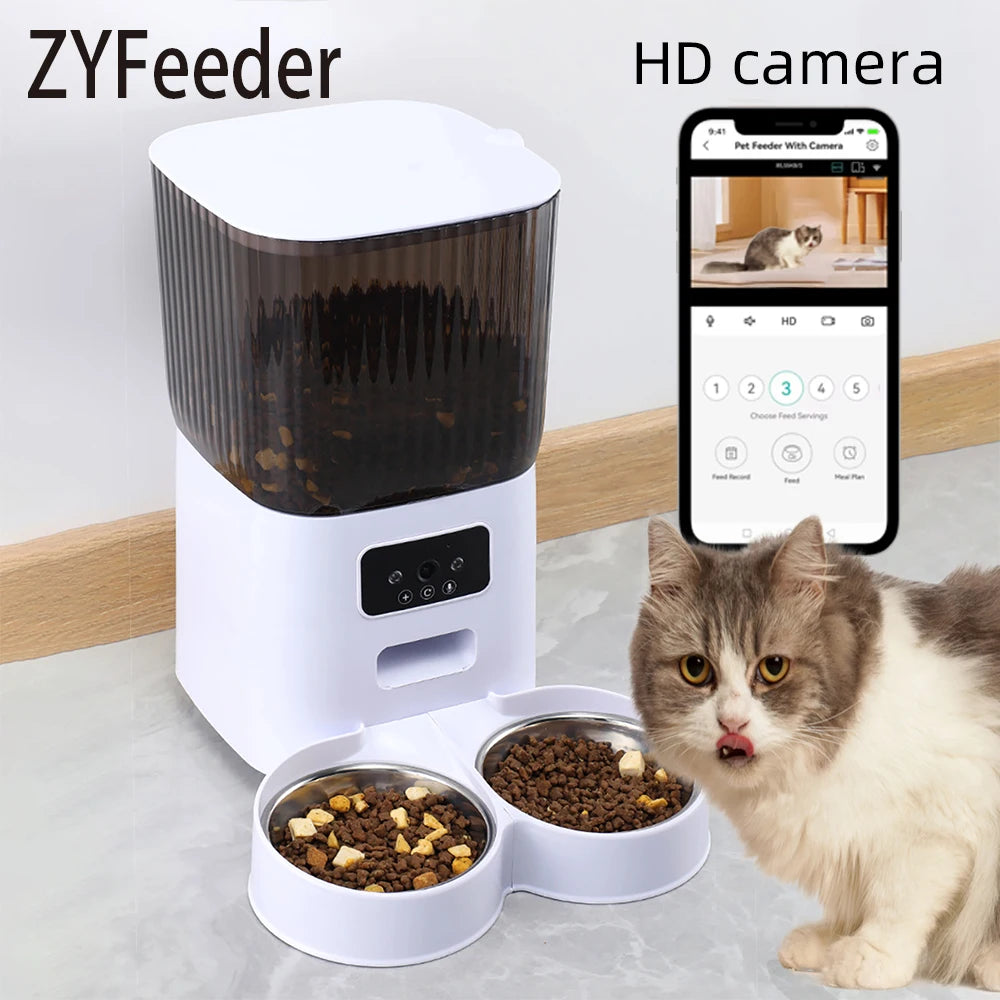 5L Automatic Pet Cat Dog Feeder Food Dispenser with Camera WiFi Timing Stainless Steel Feeding Bowl