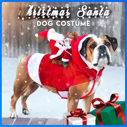 S-2XL Pet Dog Christmas Santa Claus Riding Costume