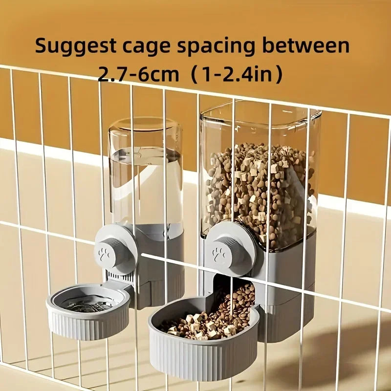 Pet Dog Cat Cage Crate Hanging Water Dispenser Automatic Feeder Bowl