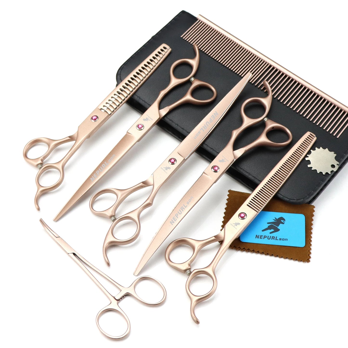 8" Stainless Steel Pet Dog Cat Grooming Scissors Combs Kits