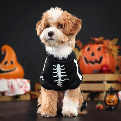 S-XL Pet Dog Cat Halloween Skeleton Jumpsuit Costumes Apparel