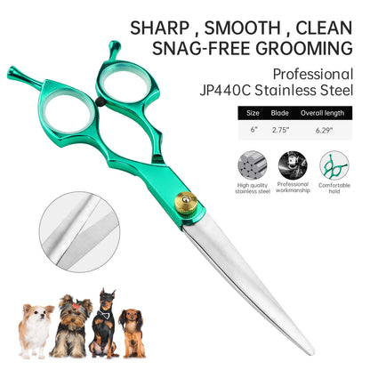 7" Pet Dog Cat Curved Grooming Scissors