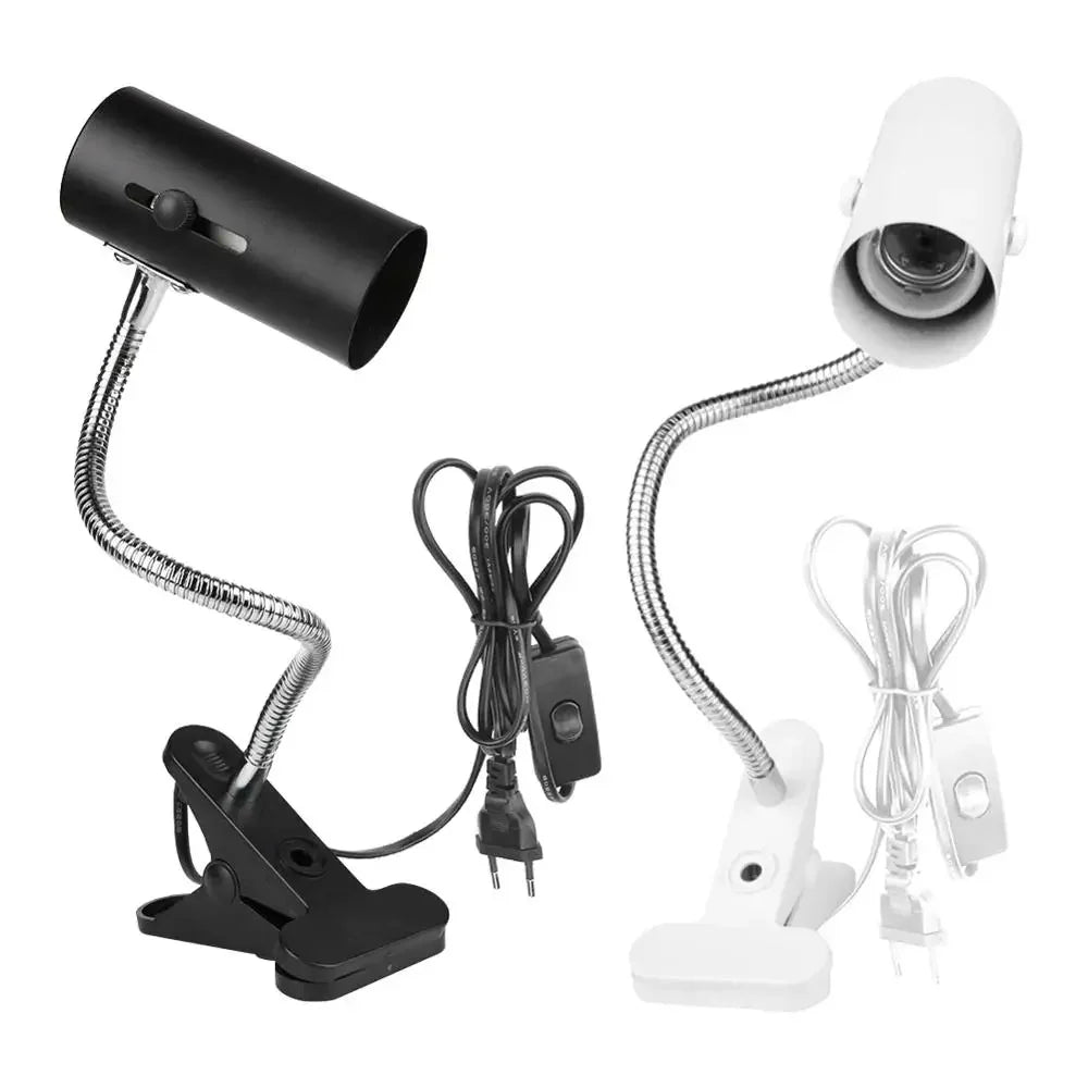 Reptile Amphibian Fish Tank Clip-on Heating Light Holder 360 Degree Rotation E27 Lamp-socket