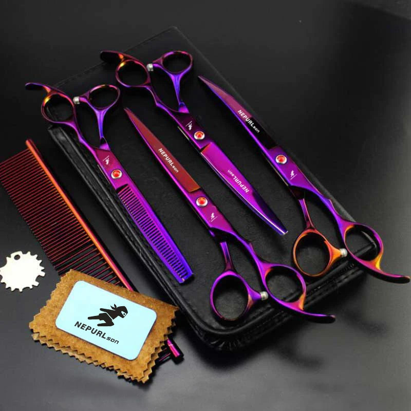 4-7pc Stainless Steel Pet Dog Cat 7" Grooming scissors Comb Sets