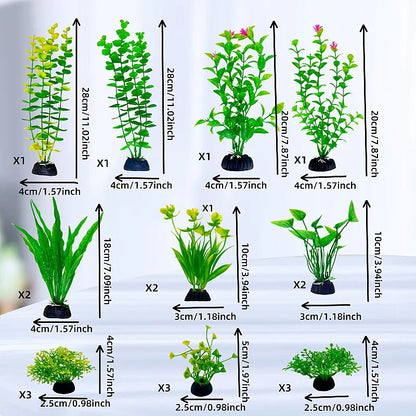 24PC Artificial Aquarium Fish Tank Decor Plants Ornament