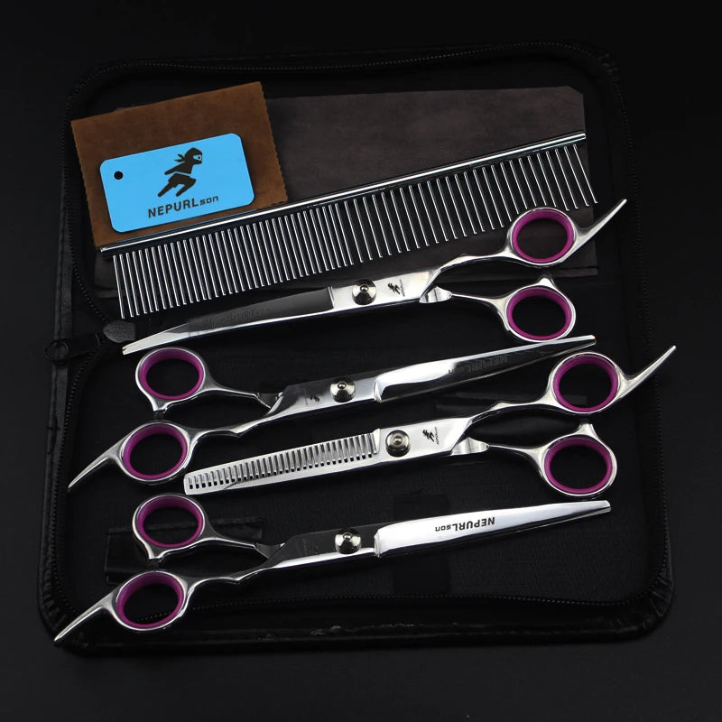 7" Stainless Steel Pet Dog Scissors Combs Grooming Kit Sets