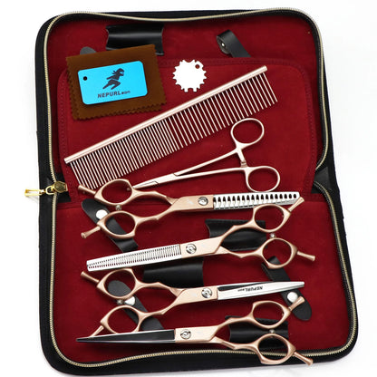 6pc 6.5" Stainless Steel Pet Dog Cat Grooming Scissors Comb Sets