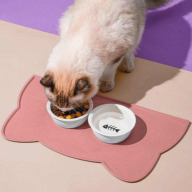 Non-Stick Waterproof Silicone Pet Dog Cat Feeding Water Bowl Mat