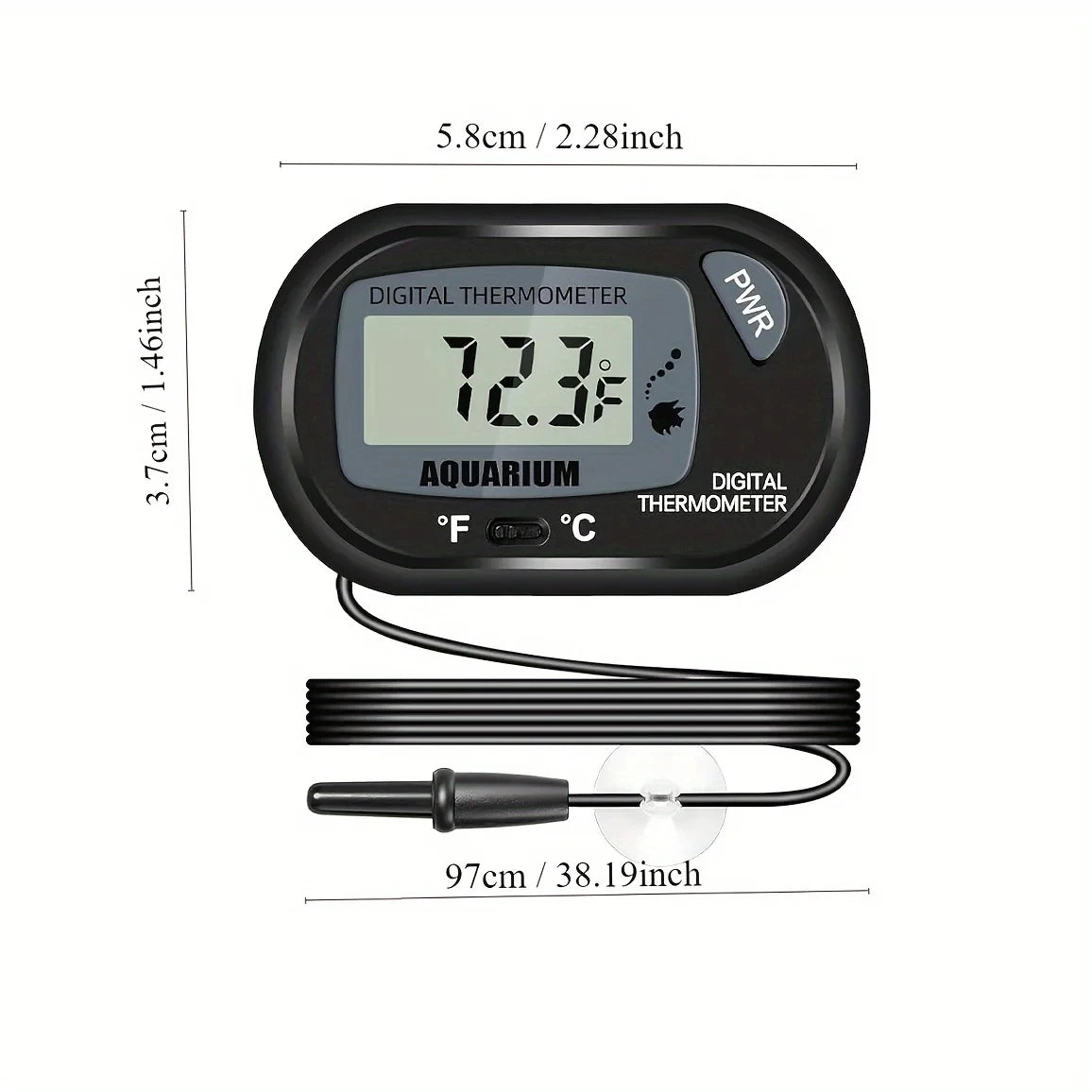 1-8Pcs LCD Digital Aquarium Thermometer With Water-Resistant Sensor Probe And Suction Cup