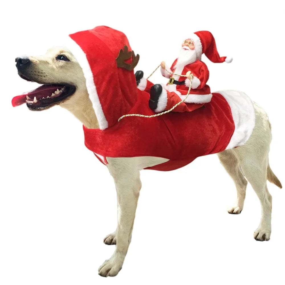 S-2XL Pet Dog Christmas Santa Claus Riding Costume