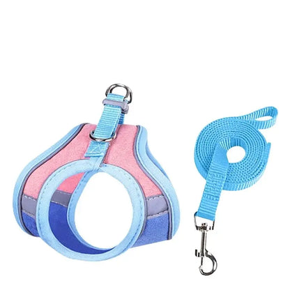 Adjustable Pet Rabbit Bunny Harness and Leash Set Double Buckle with Reflective Strips