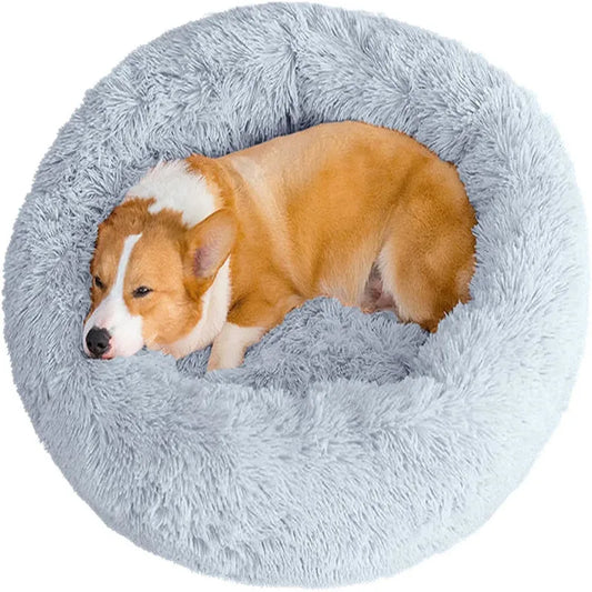 M-4XL Long Plush Round Pet Dog Bed Mat Cushion Mattress