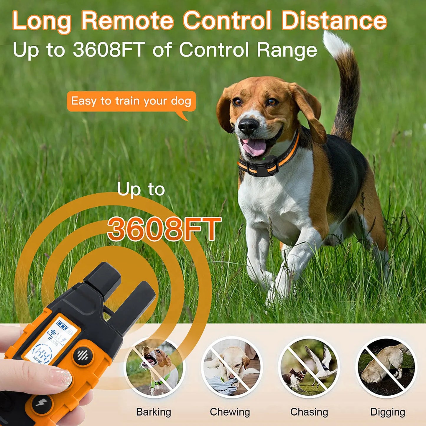 3300Ft Pet Dog Remote Control Waterproof Anti Bark Training Collar