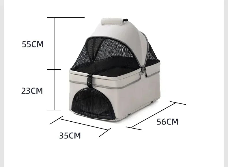 Foldable 4-Wheel Pet Dog Cat Stroller Pushchair with Storage Basket