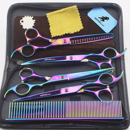 7" Stainless Steel Pet Dog Cat Grooming Scissors Comb Sets