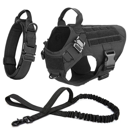 M-XL Pet Dog Tactical Harness Vest Collar And Leash Set