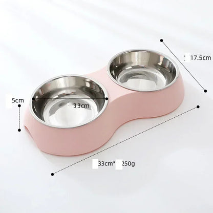 Stainless Steel Double Pet Dog Cat Food Bowl