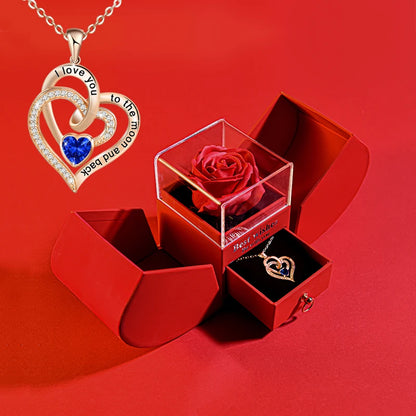 Eternal Rose /w Heart Necklace Gift Box Set