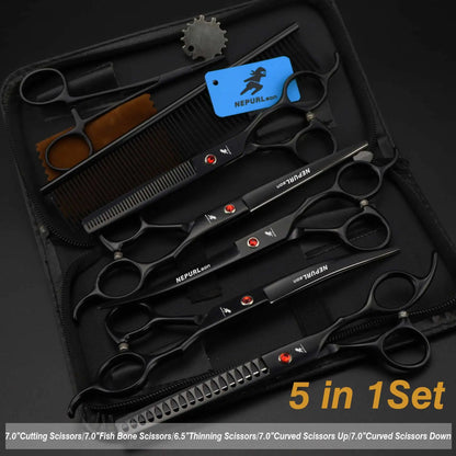 4-7pc Stainless Steel Pet Dog Cat 7" Grooming scissors Comb Sets