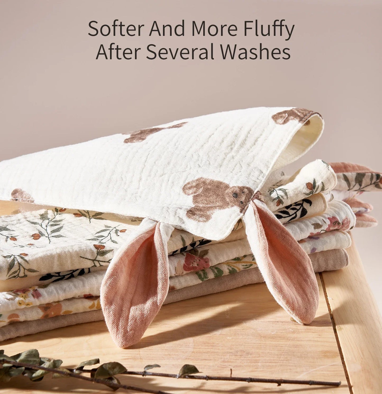 Soft Muslin Baby Saliva Towels with Cartoon Print Design