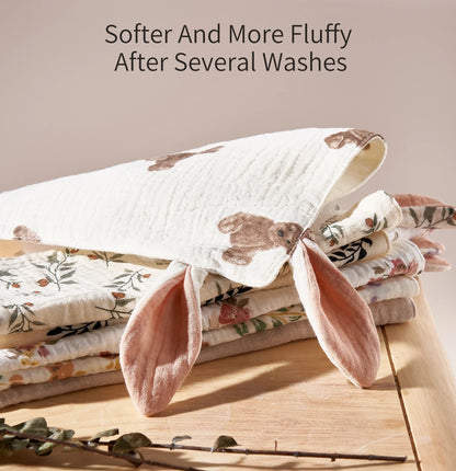 Soft Muslin Baby Saliva Towels with Cartoon Print Design