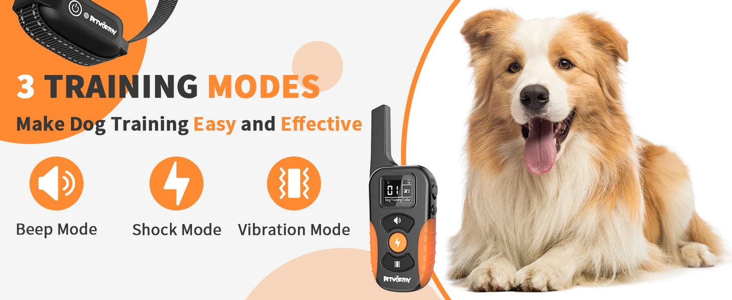 3300ft Pet Dog Waterproof Remote Control Rechargeable Anti Bark Training Collar