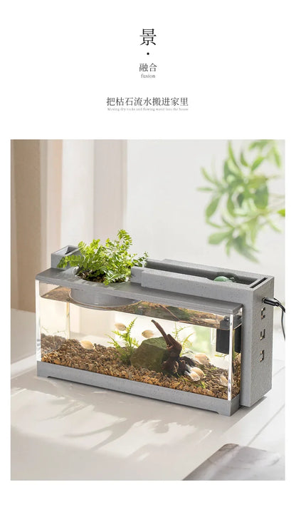 Desktop Mini Aquarium Fish Tank Kit USB Silent Water Filter