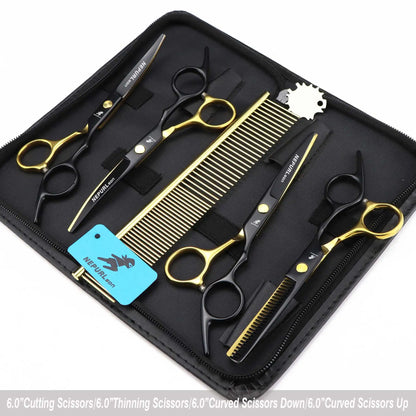 4-5pc Stainless Steel Pet Dog Cat 6" Grooming Scissors Comb Sets