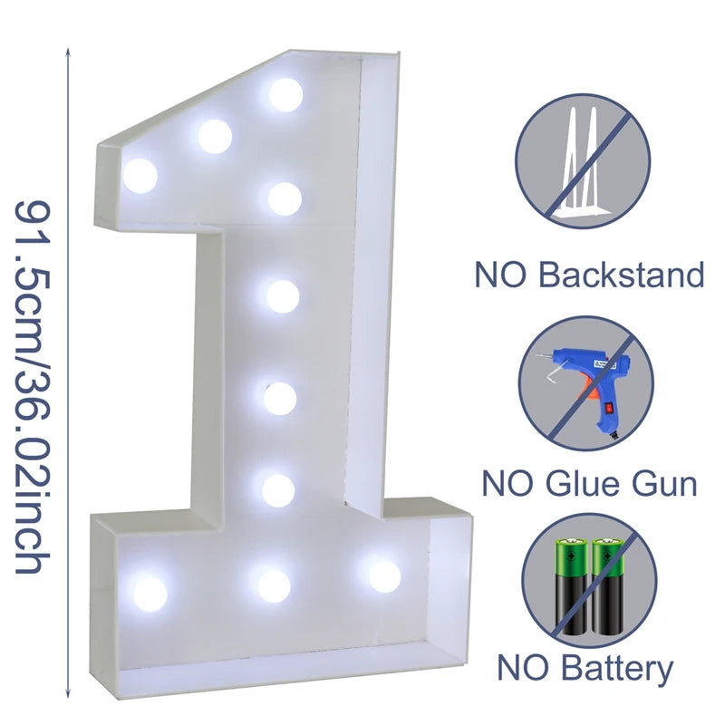 91.5cm Giant Light-Up Number Frame (0-9)