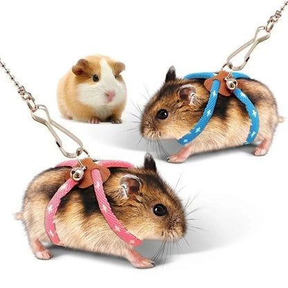 Pet Mouse Hamster Ferrets Rat Adjustable Soft Harness Bell Leash Set