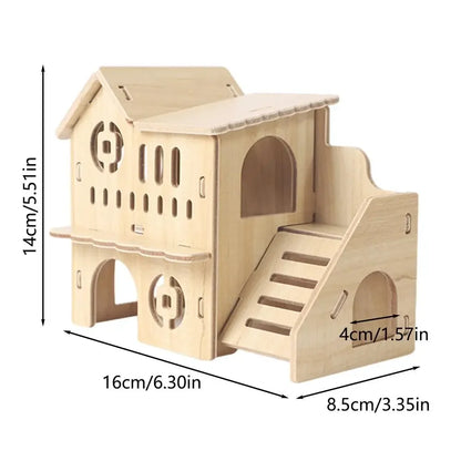 Pet Hamster Guinea Pig Small Animal Wooden House Hut Habitat with Doors Window