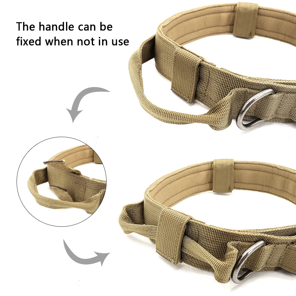 M-XL Pet Dog Tactical Collar With Lead Rope Leash Nylon Handle