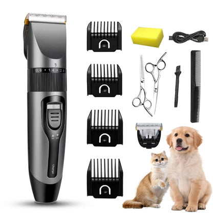 Cordless USB Rechargeable Pet Dog Cat Hair Clippers Grooming Trimmer Set