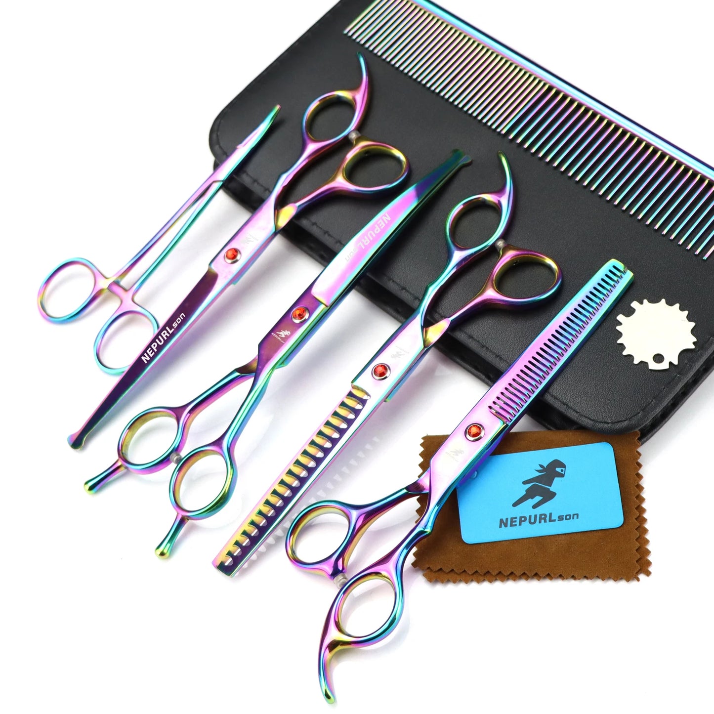 3-5pcs 7.5" Stainless Steel Pet Dog Cat Grooming Scissors Comb Sets