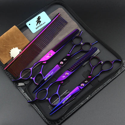 5pc Stainless Steel Pet Dog Cat 7" Grooming Scissors Combs Sets