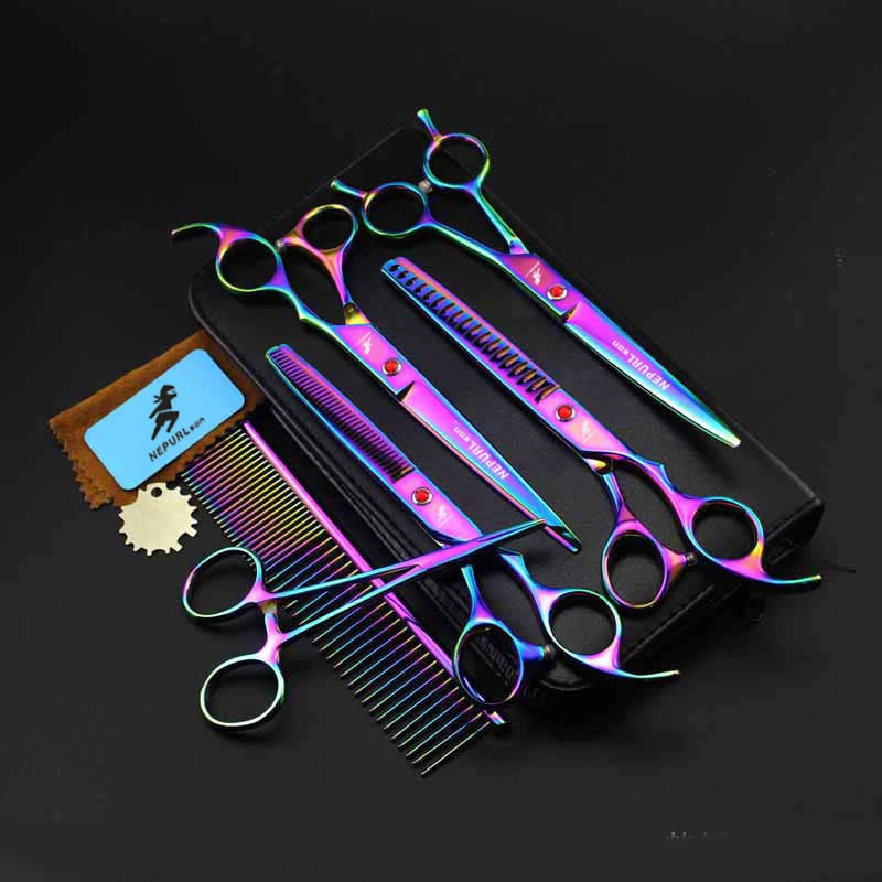 4-7pc Stainless Steel Pet Dog Cat 7" Grooming scissors Comb Sets