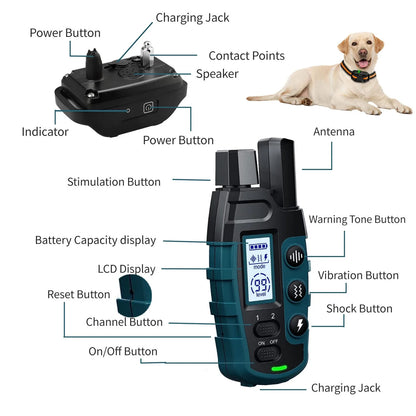 1000M Remote Pet Dog IP67 Waterproof Rechargeable Training Collar